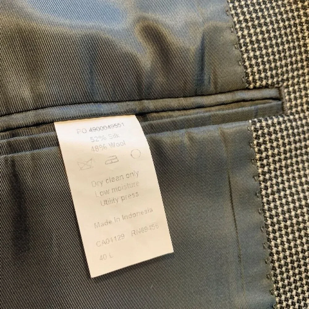 Calvin Klein Nailhead Silk‎ Wool Blazer Sport Jacket Coat Two Button 40L EUC